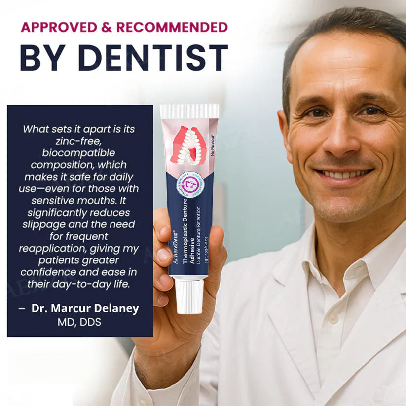 （🔥Compra 1, llévate 1 gratis🔥）Adhesivo termoplástico para dentaduras postizas AdhereDent, fijación permanente para dentaduras postizas-ES