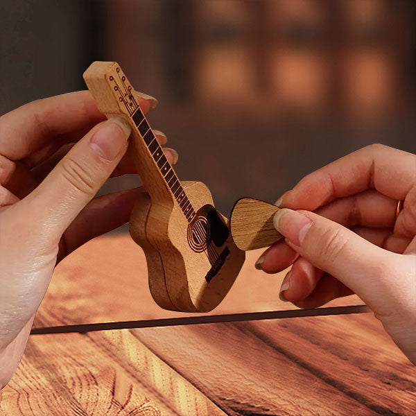 🔥 IŠPARDAVIMAS 50% NUOLAIDA 💖 Medinė akustinės gitaros plektrų dėžutė 🎁🎸-LT
