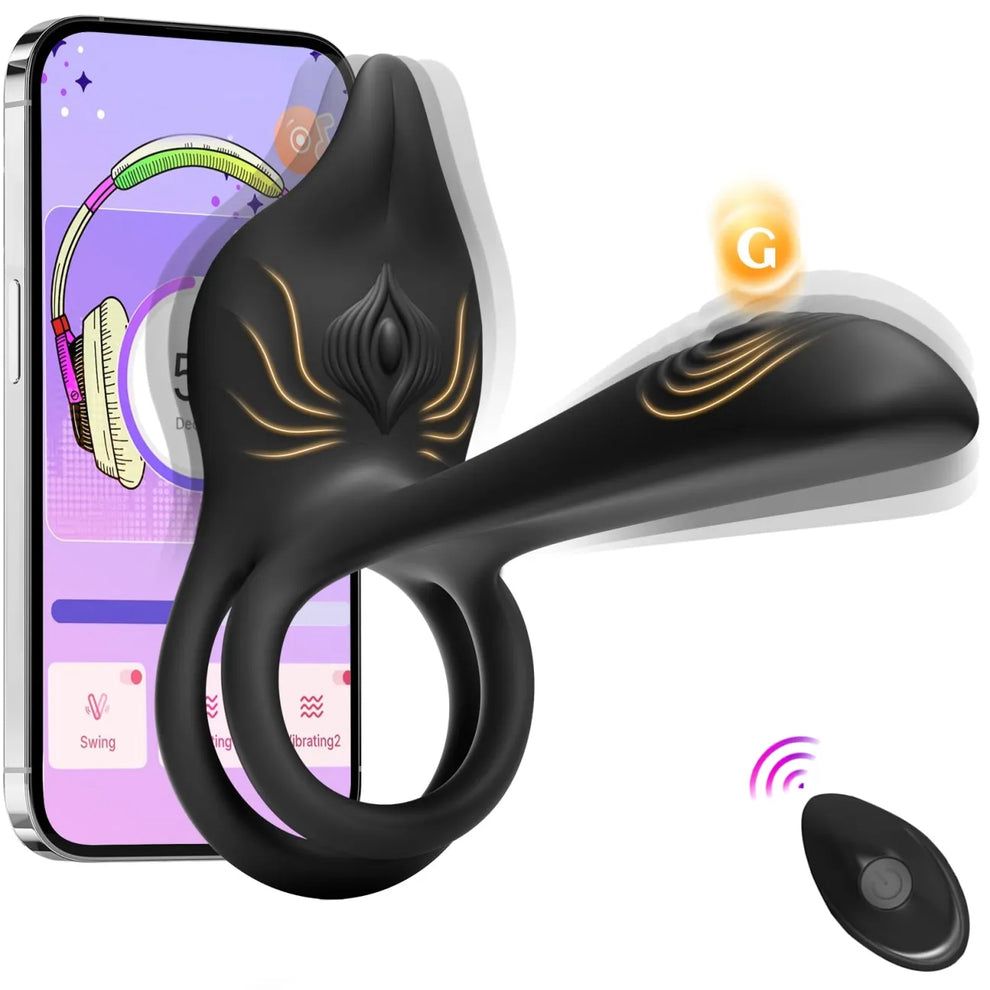 Anillo vibrador para el pene para parejas - Anillo vibrador doble MOOLIGIRL con estimulador clitoriano en forma de zorro y vibrador de punto G de 11,5 cm-ES