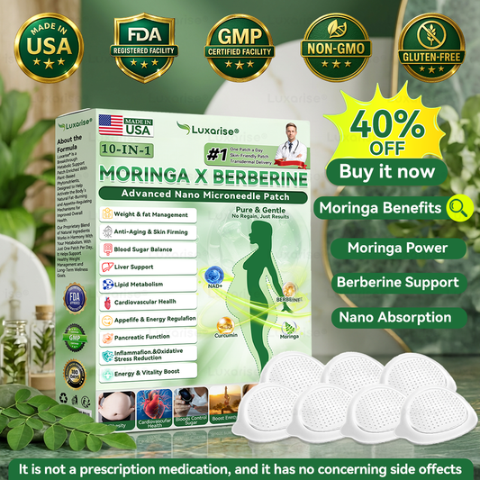 Oficiali parduotuvė | „Luxarise® Moringa & Berberine 10 in 1“ pažangus nanomikroadatinis pleistras 📦 (kartą per dieną, matomi pokyčiai po 7 dienų) Sąnarių problemos Nutukimas, diabetas, miego apnėja ir-LT