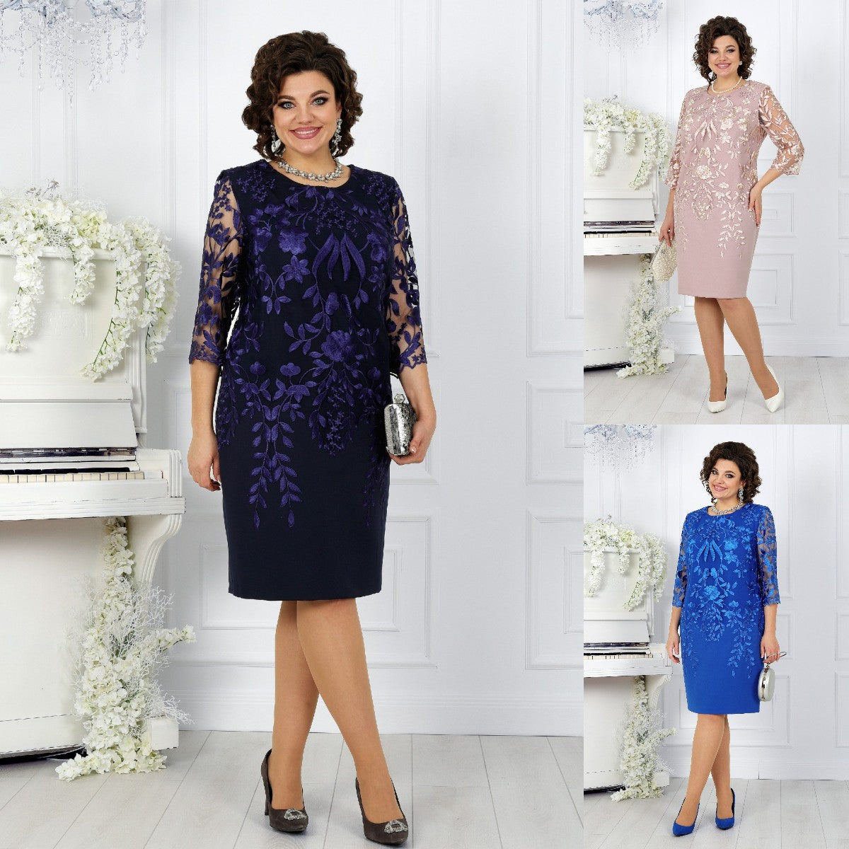 Vestido oversize con encaje y estampado-ES
