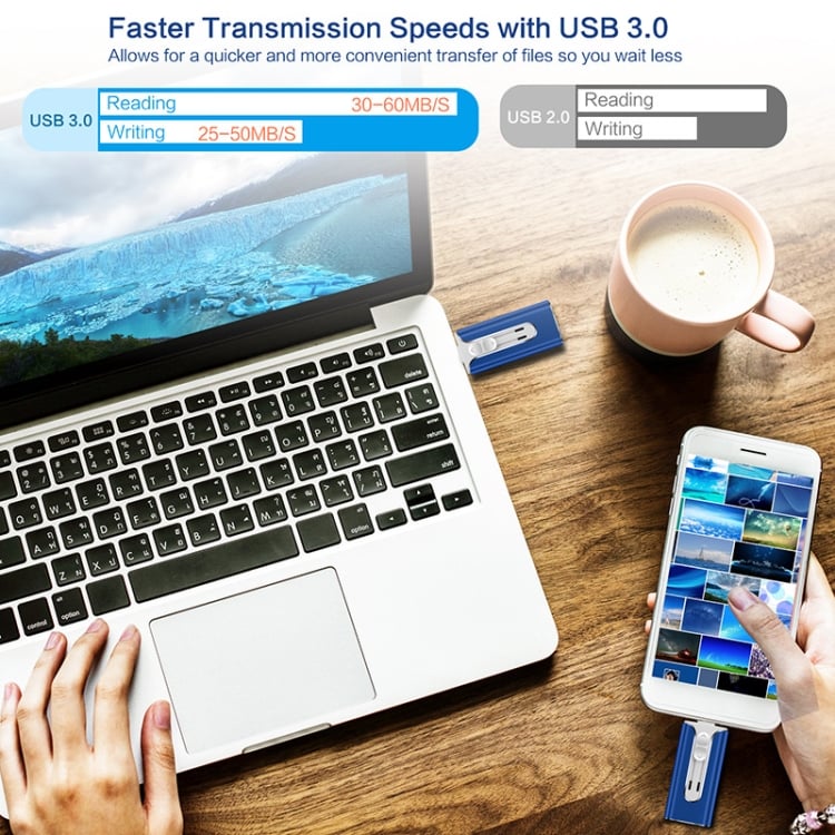 32~256GB Micro USB + 8 ακίδων + USB 3.0 4 σε 1 Κινητό τηλέφωνο υπολογιστής U-Disk-GR