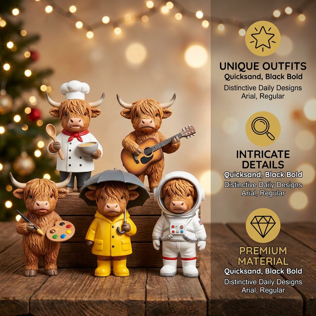 24 dagars jul adventskalender blindask bedårande höglandskor PVC ornament nedräkning presentset
