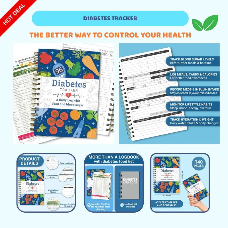 🔥📘✨Ypač diabetikams🔥Diabeto stebėjimo priemonė su maisto produktų sąrašu-LT