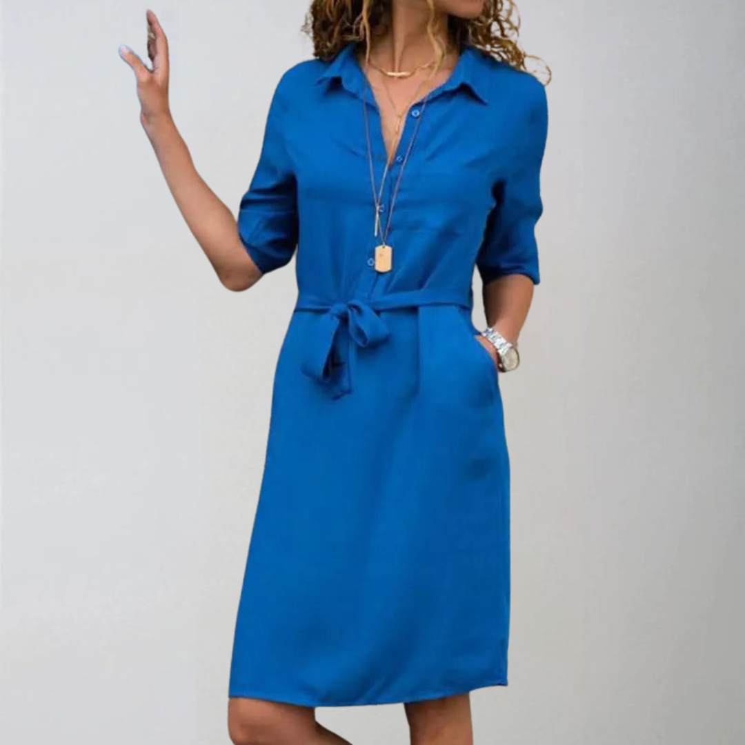 Vestido camisero informal hasta la rodilla-ES