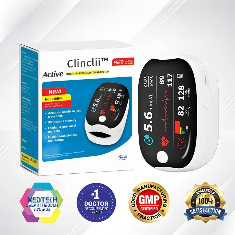 【🎁Praznična ponudba🎄】Pulzni oksimeter GlucoSense za prst s sponko - angleška različica (štiribarvna LED)-SI