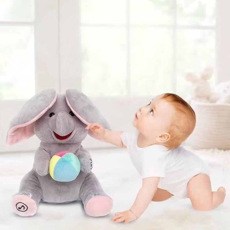 🎁🐘 Mielas pliušinis dramblio žaislas slėpynių žaidimui-LT