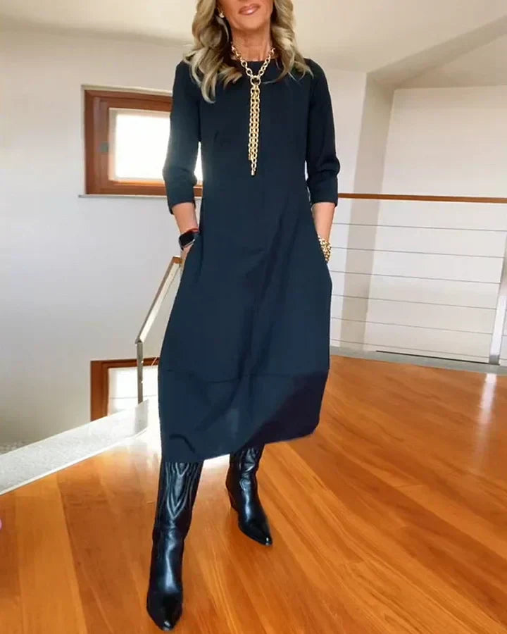 ✨Vestido de manga larga con escote redondo-ES