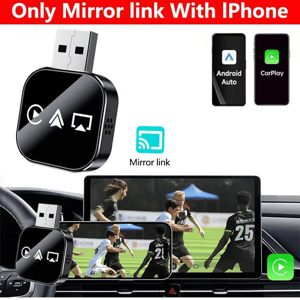 📶 2026 Nadogradnja 3 u 1 Screen Mirror iOS telefona, žičani na bežični Carplay adapter-HR