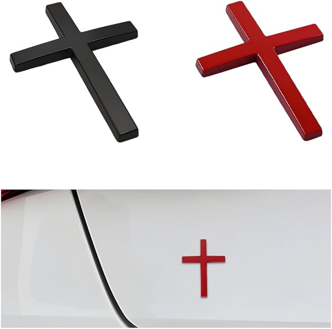 3D kovinska nalepka za avto s križem-SI