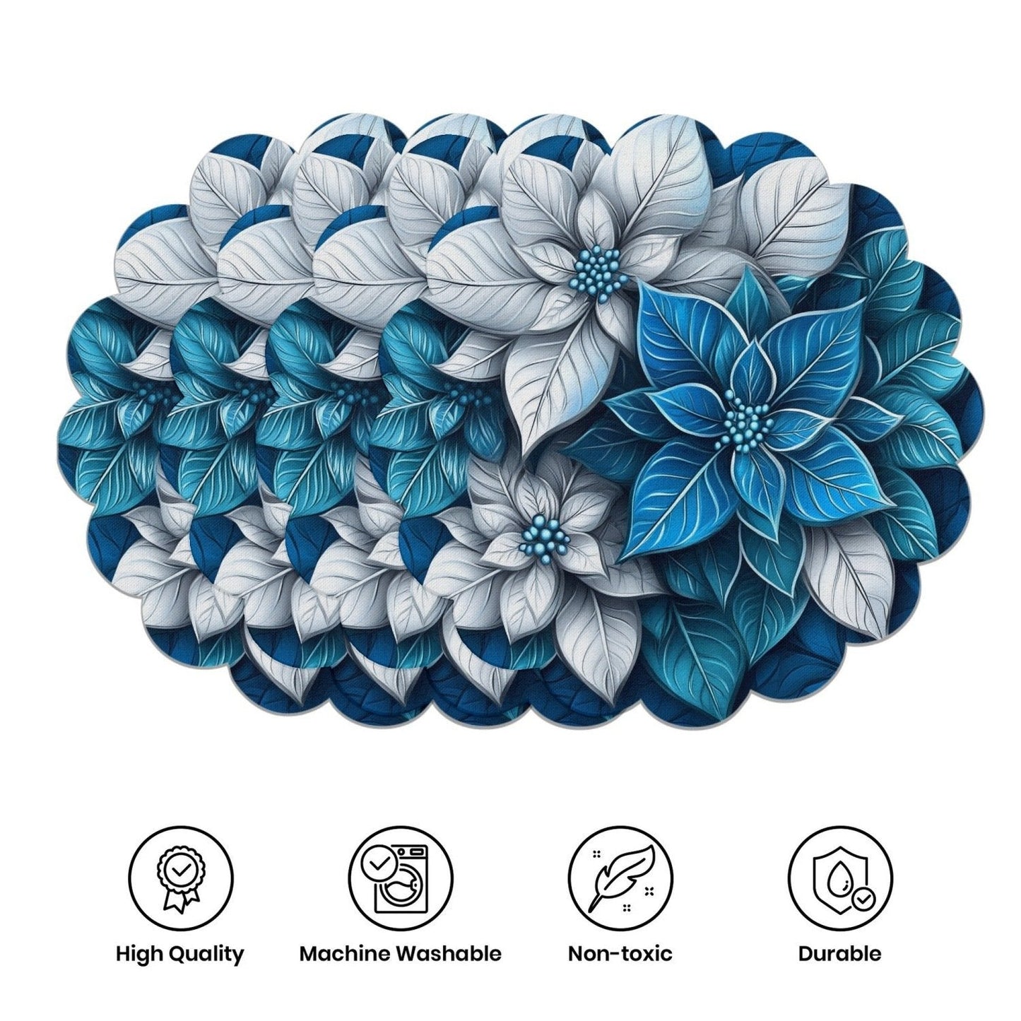 10 manteles individuales de invierno con forma de flor de Pascua y piñas, de tela antideslizante.-ES