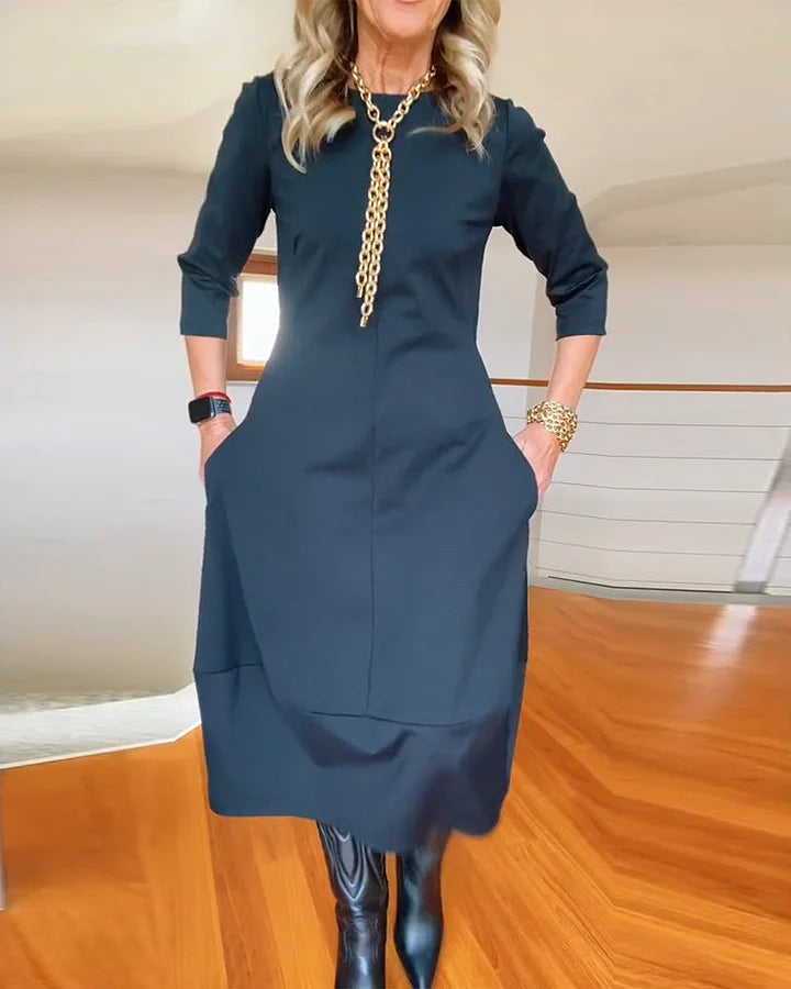 ✨Vestido de manga larga con escote redondo-ES