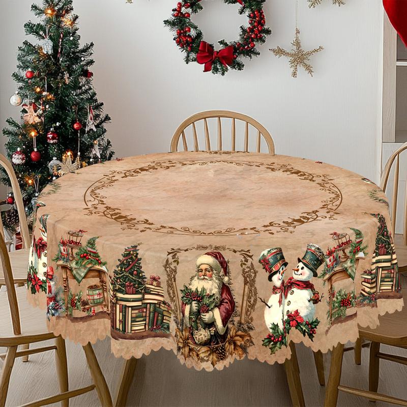 Mantel navideño de primera calidad: un encantador diseño de Papá Noel y renos para disfrutar de momentos alegres en familia.-ES
