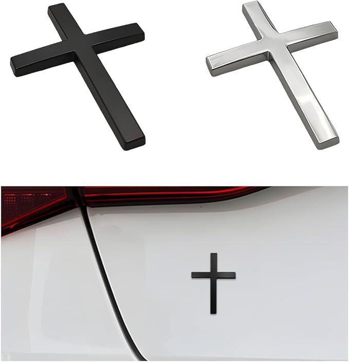 3D kovinska nalepka za avto s križem-SI