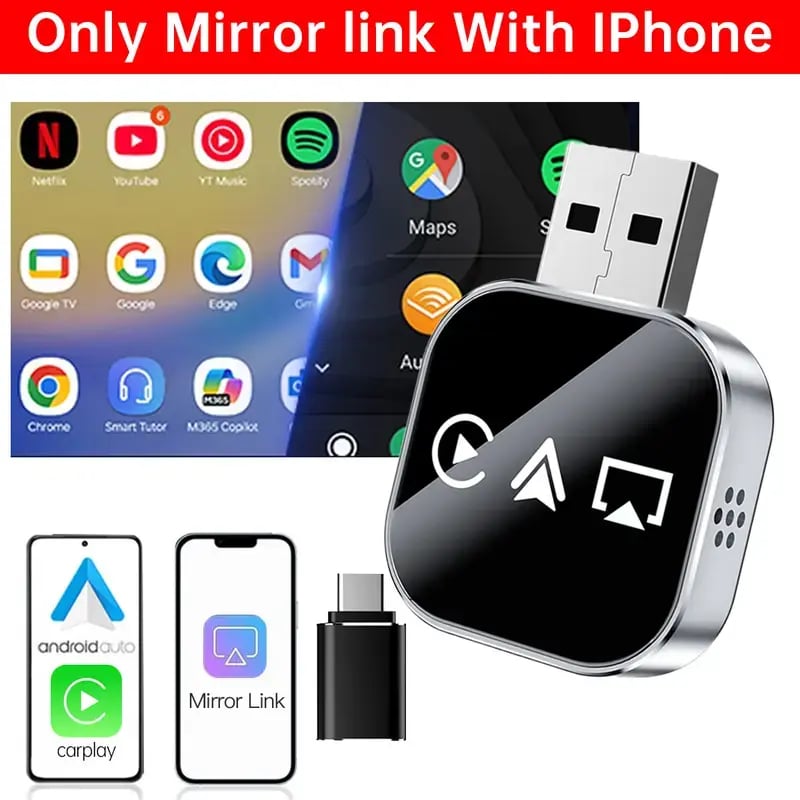 📶 2026 Nadogradnja 3 u 1 Screen Mirror iOS telefona, žičani na bežični Carplay adapter-HR