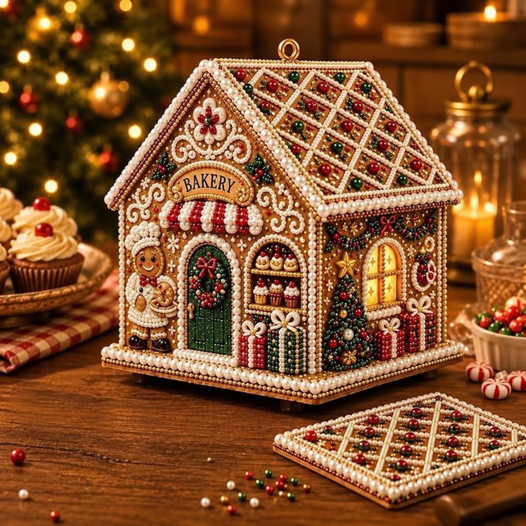 Wooden Diamond Painting House Kit 🎅 Christmas Themed Fun DIY Wooden Decor Ornament Craft