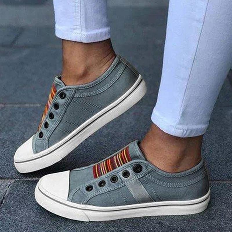 2025 Nuevos zapatos ortopédicos de verano Vintage Denim Slip On-ES