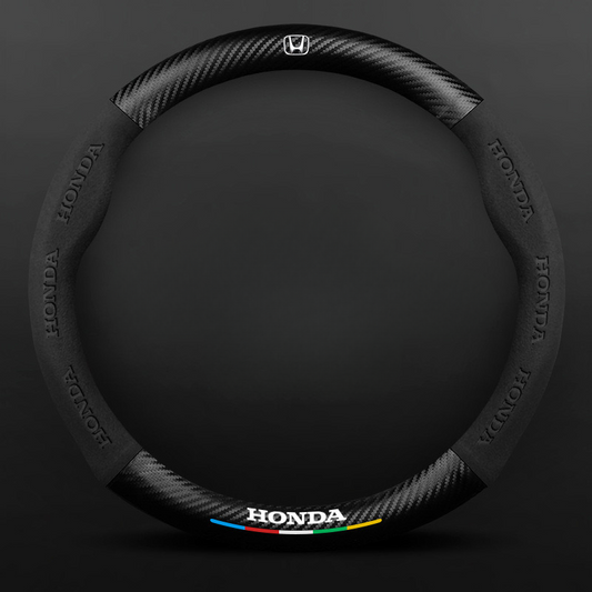 TrackVibe | Funda para volante de ante negro carbono: antideslizante y resistente al desgaste-ES