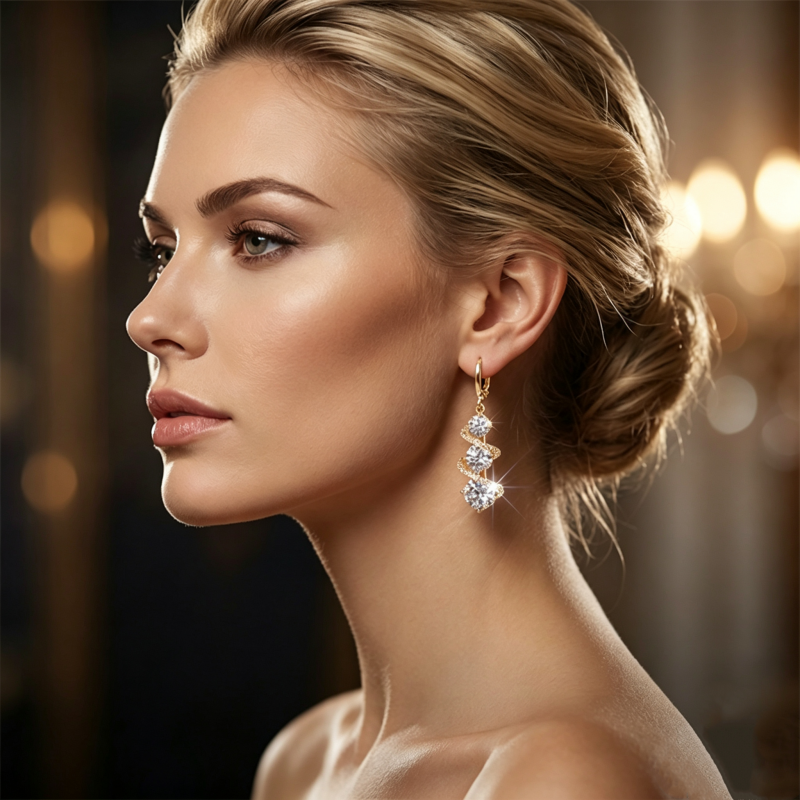 💎👗 Asimetriniai spiraliniai ir lašo formos auskarai ✨-LT
