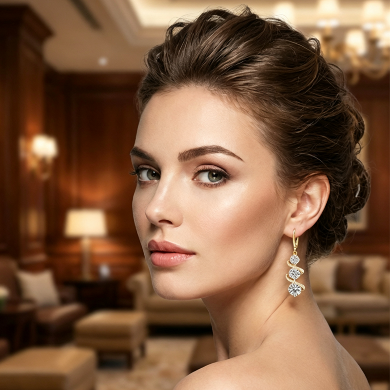 💎👗 Asimetriniai spiraliniai ir lašo formos auskarai ✨-LT