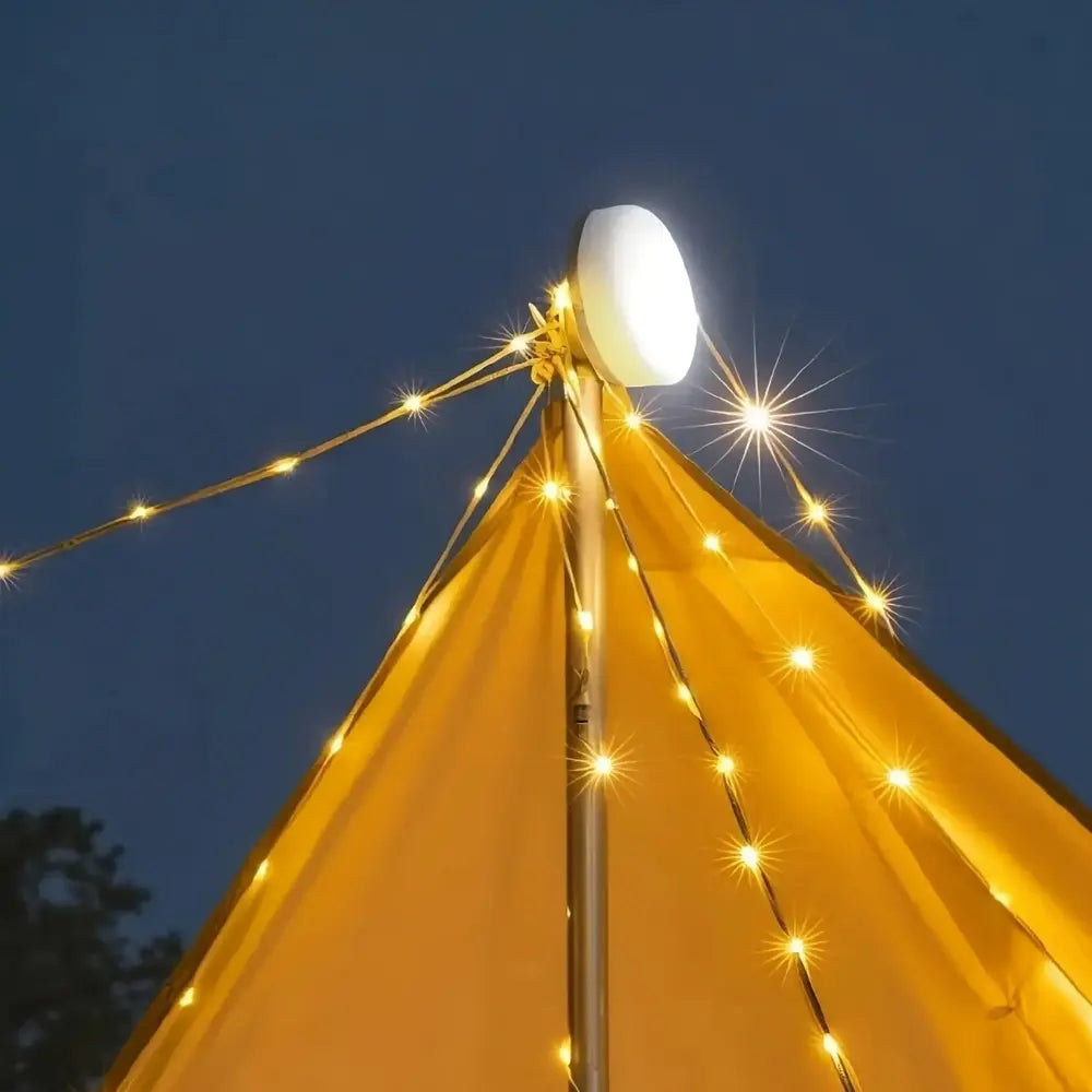 Camp Lamp™💡 10-metrová výsuvná reťazová lampa 🔋 8-hodinová výdrž batérie 🌈 Viacero nastavení farieb ⚙️ Nastavenie za pár sekúnd-SK