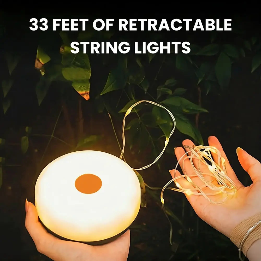 Camp Lamp™💡 10-metrová výsuvná reťazová lampa 🔋 8-hodinová výdrž batérie 🌈 Viacero nastavení farieb ⚙️ Nastavenie za pár sekúnd-SK