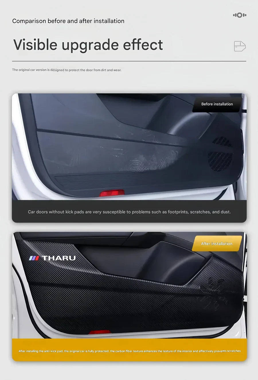 Pritaikykite specialius apsauginius kilimėlius automobilio durims, automobilio salono modifikavimui (su automobilio logotipu)-LT