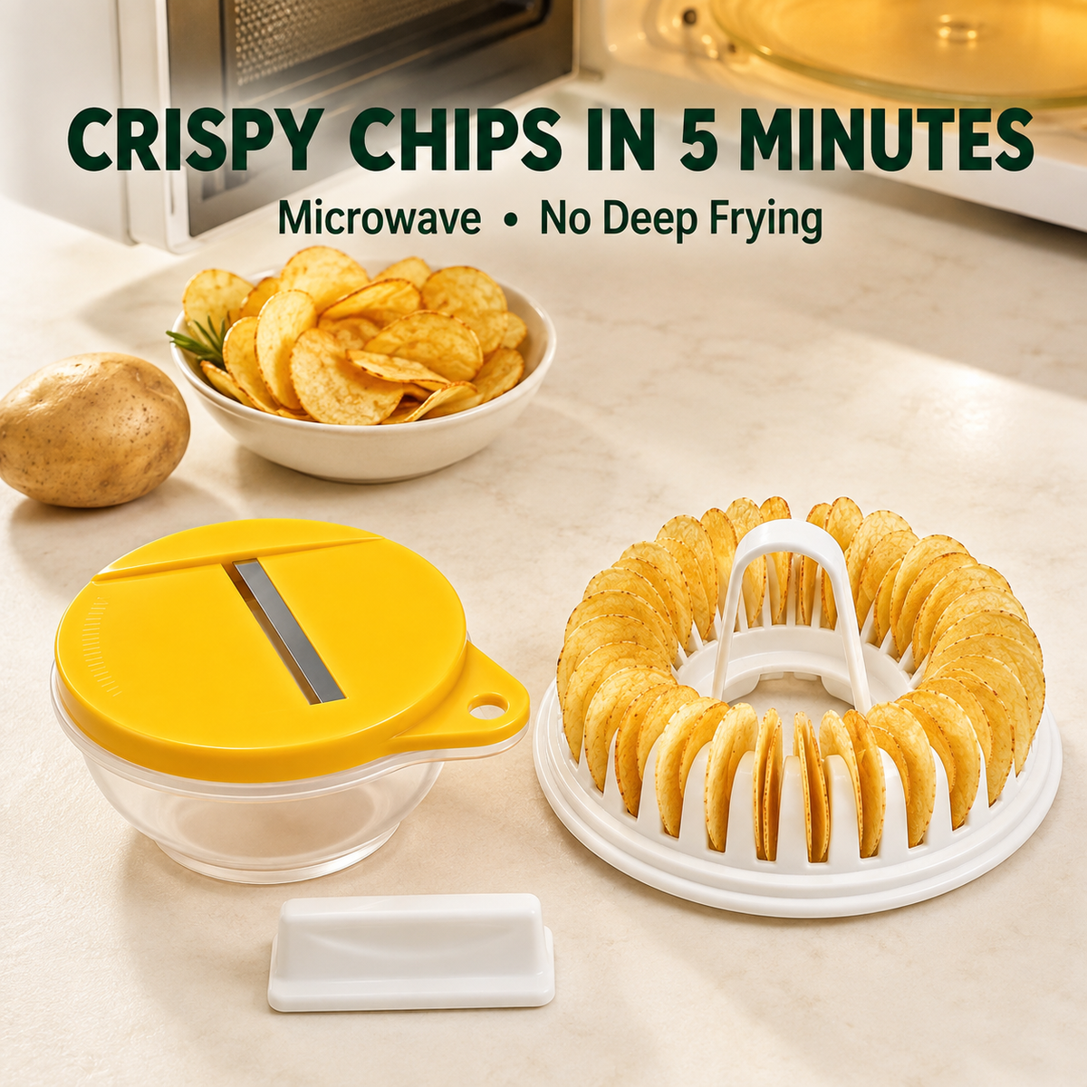 🥔🍟 Domači aparat za čips v mikrovalovni pečici - brez olja, hrustljav in zdrav - popoln za domače prigrizke 🥗✨-SI