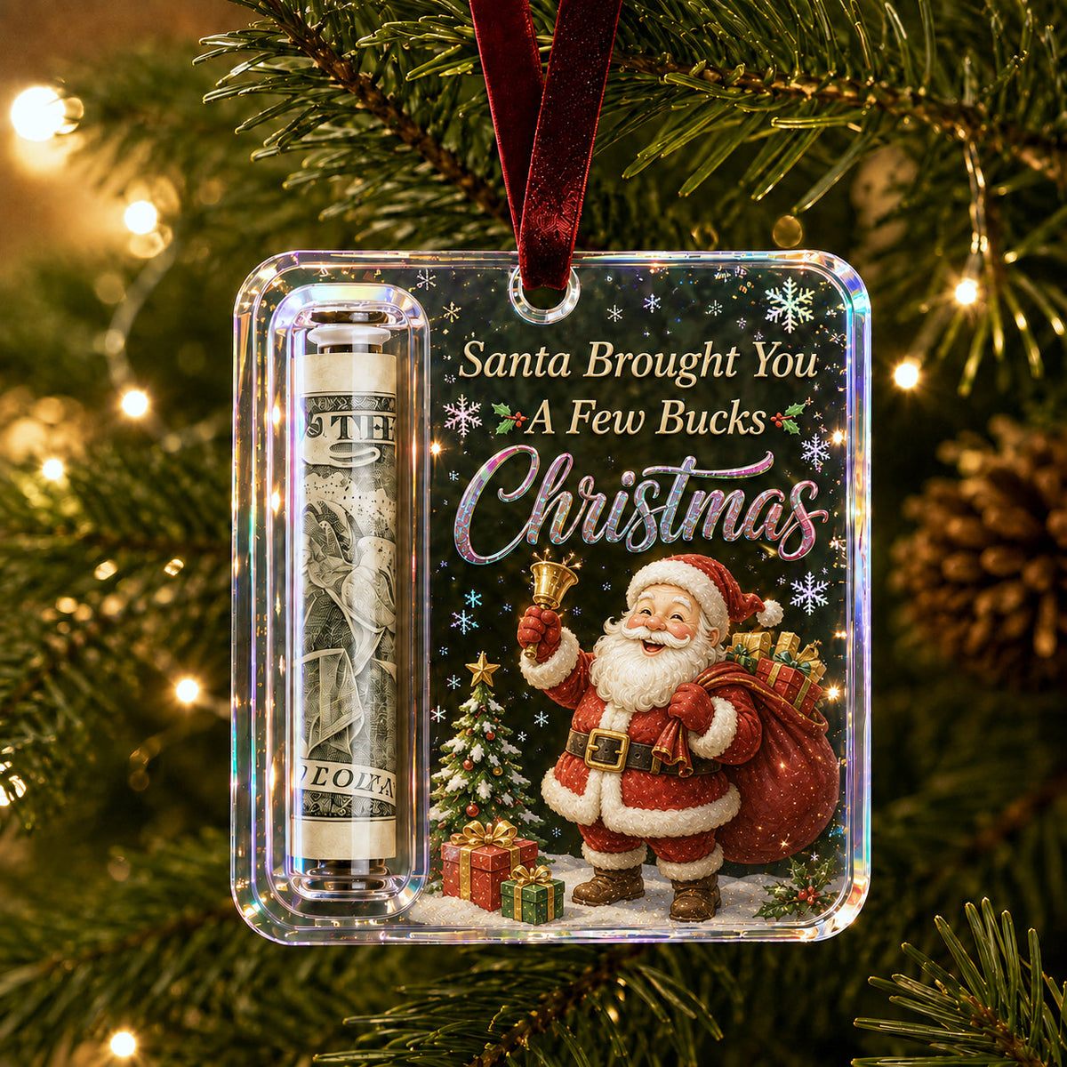 🔥PASKUTINĖ DIENA 50% NUOLAIDA - 🎄Kalėdinė pinigų puošmena - Pinigai gali atrodyti kaip tikra Kalėdų dovana💵-LT