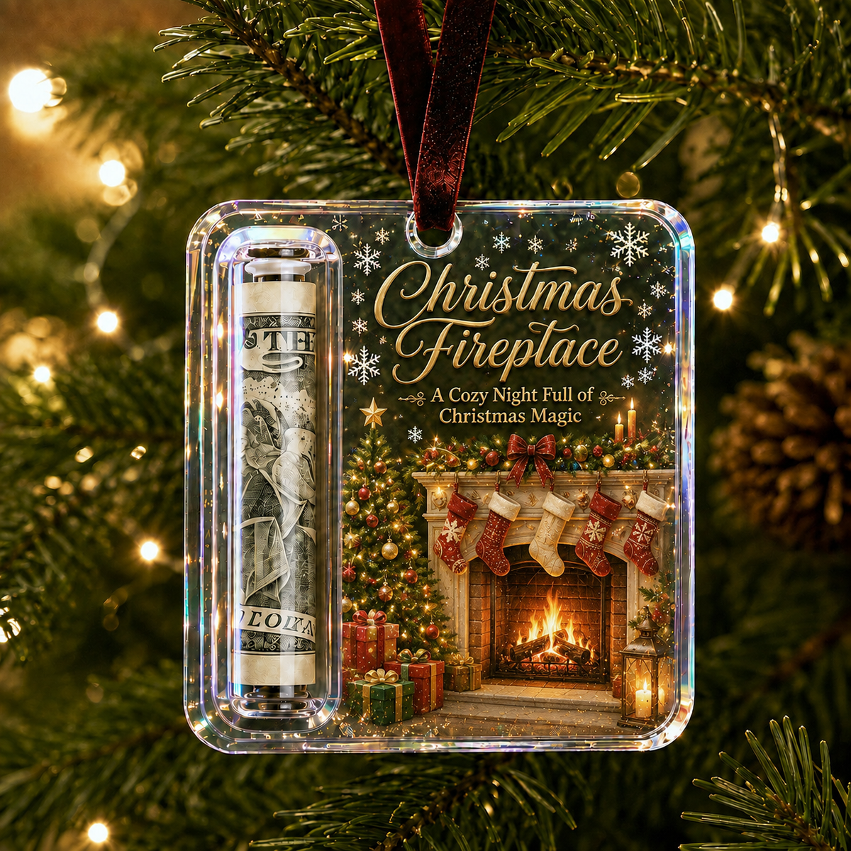 🔥PASKUTINĖ DIENA 50% NUOLAIDA - 🎄Kalėdinė pinigų puošmena - Pinigai gali atrodyti kaip tikra Kalėdų dovana💵-LT