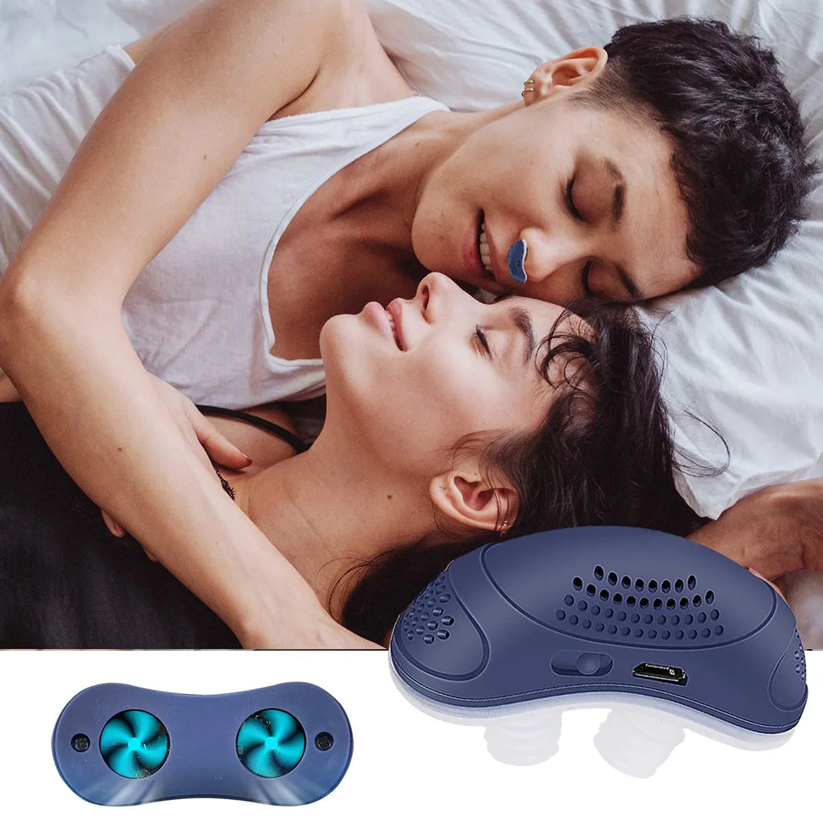 Νέα μίνι συσκευή CPAP χωρίς λάστιχο, χωρίς μάσκα, αναπνευστήρας κατά του ροχαλητού-GR