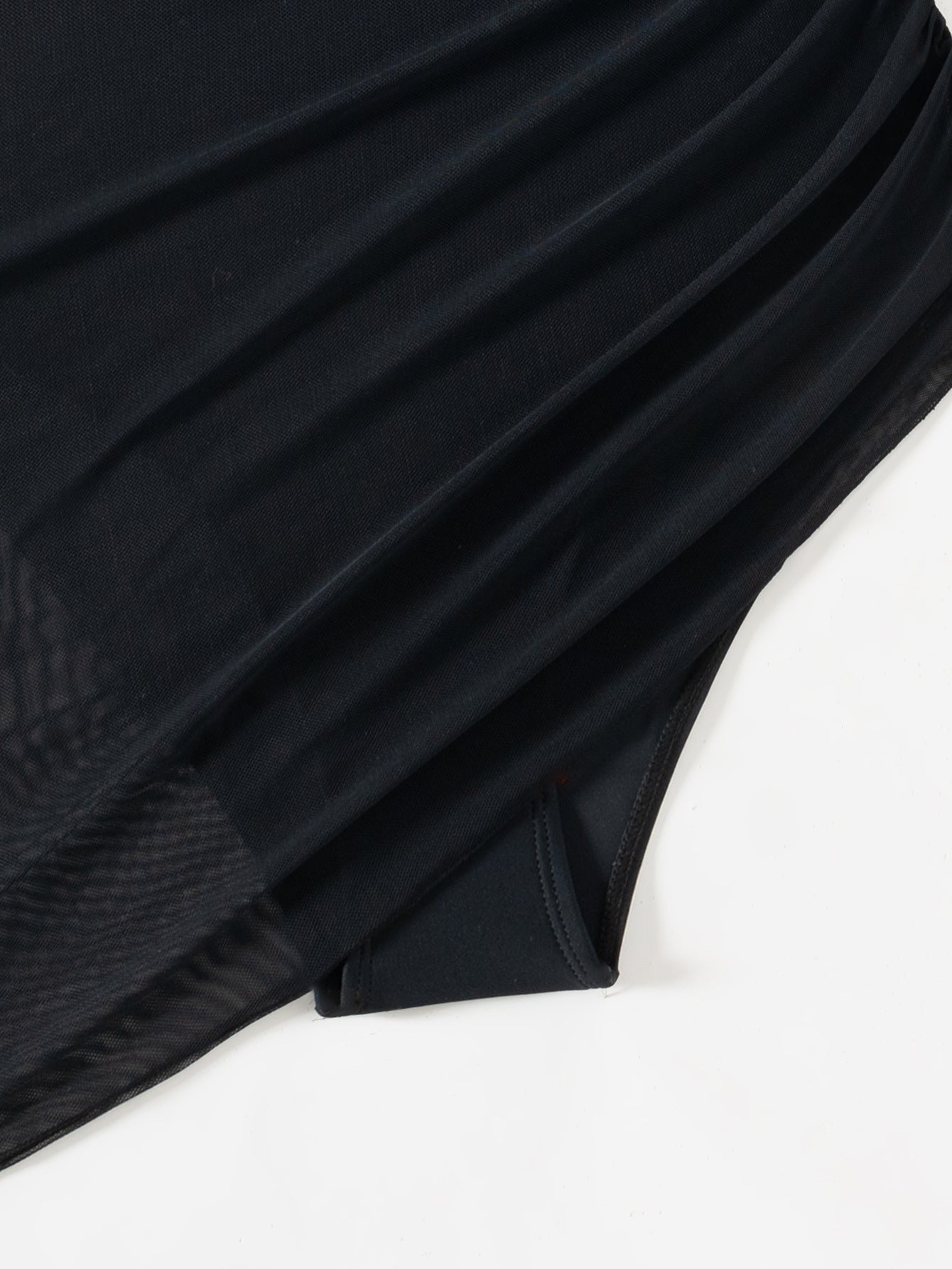 Traje de baño de red adelgazante con pareo transparente-ES