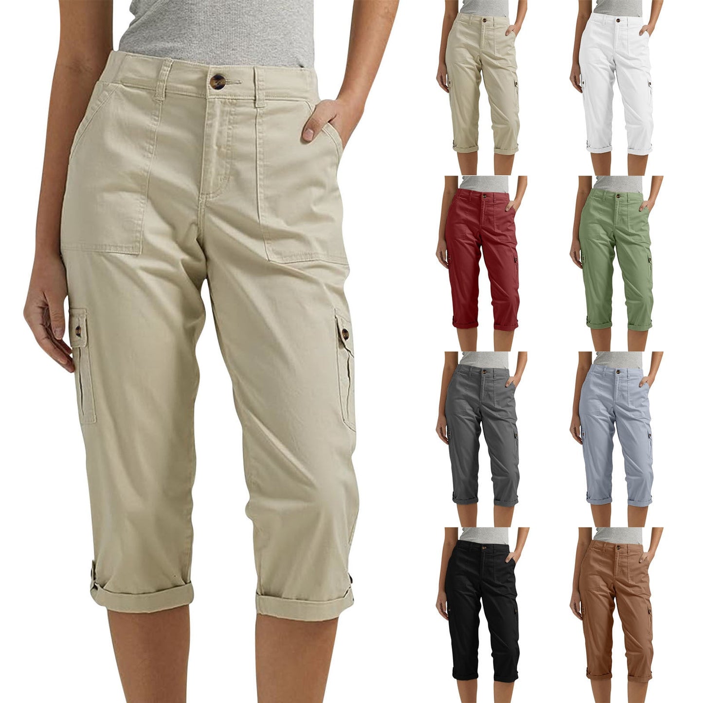 🔥Oferta especial🔥Shorts casuales multibolsillos de alta elasticidad para mujer-ES