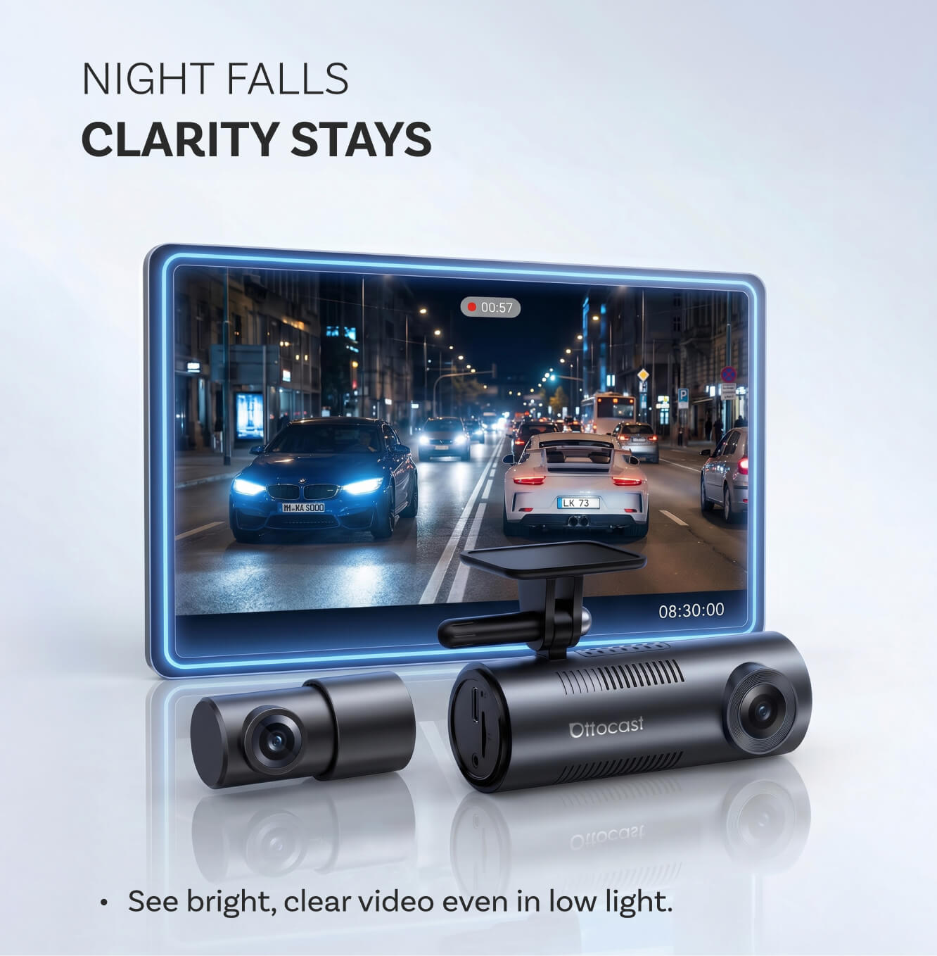 „OttoSafe Cam 3-in-1“ dviguba vaizdo registratorius ir belaidis „CarPlay“ adapteris-LT