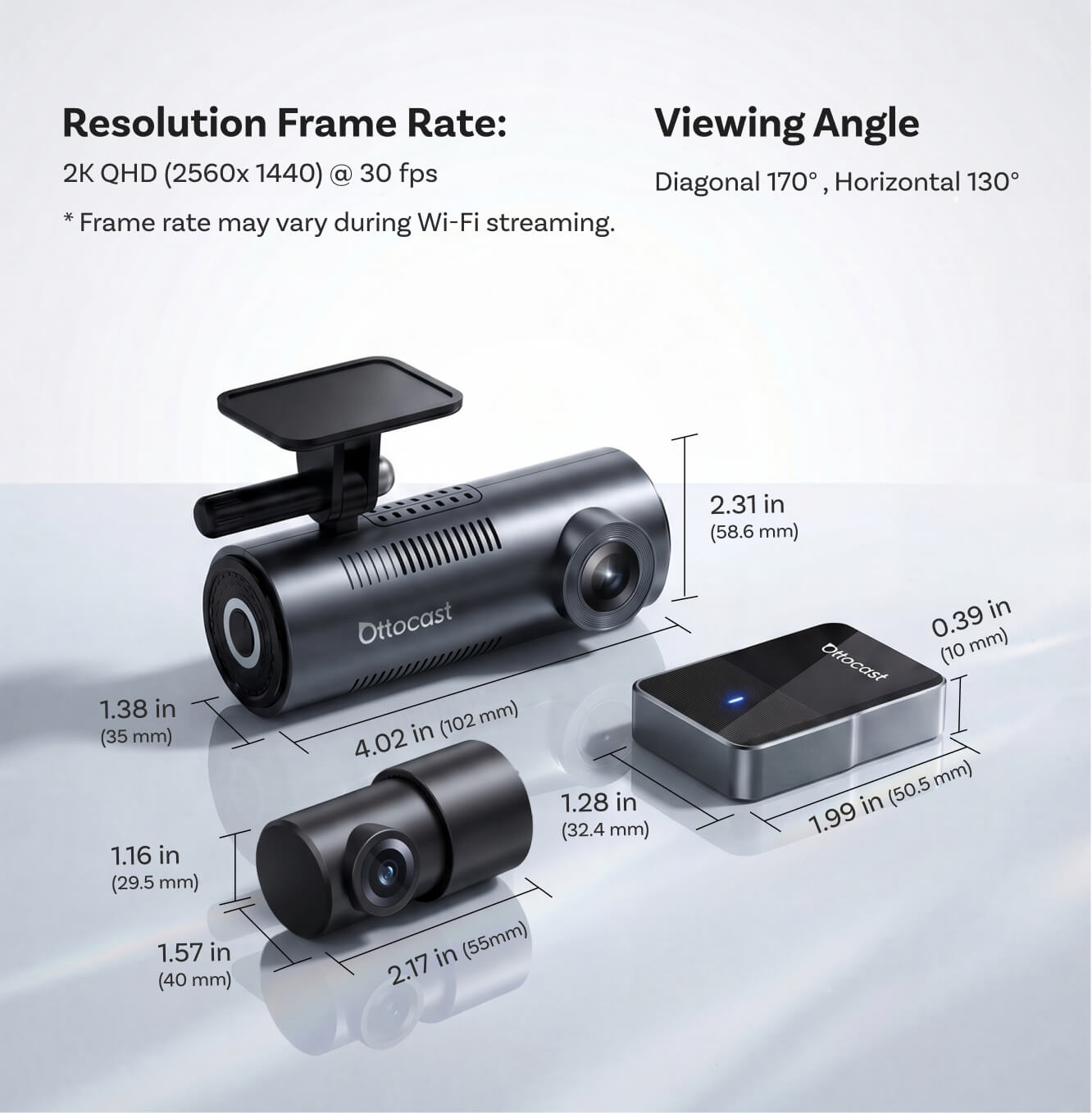 „OttoSafe Cam 3-in-1“ dviguba vaizdo registratorius ir belaidis „CarPlay“ adapteris-LT