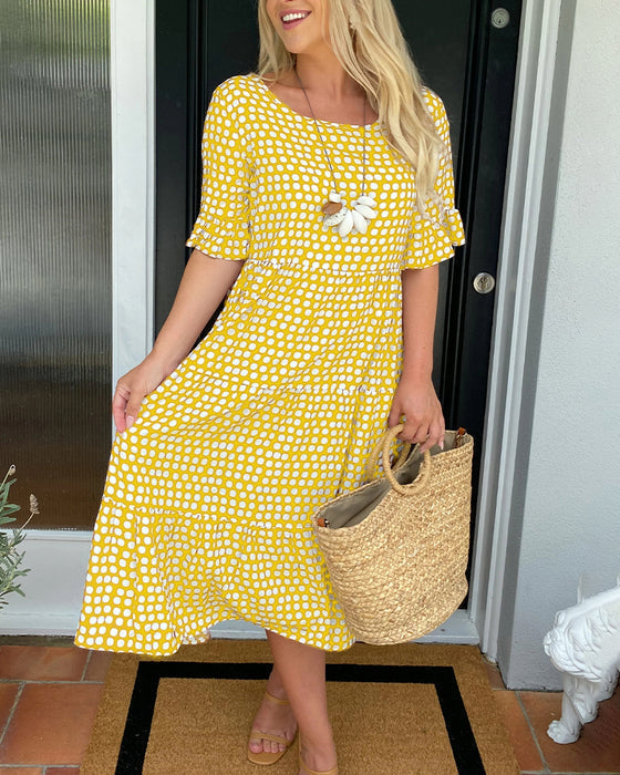 🎁Gran descuento 2025🎁💥Vestido midi de lunares con capucha-ES