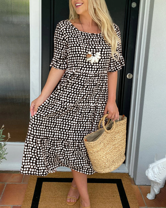 🎁Gran descuento 2025🎁💥Vestido midi de lunares con capucha-ES