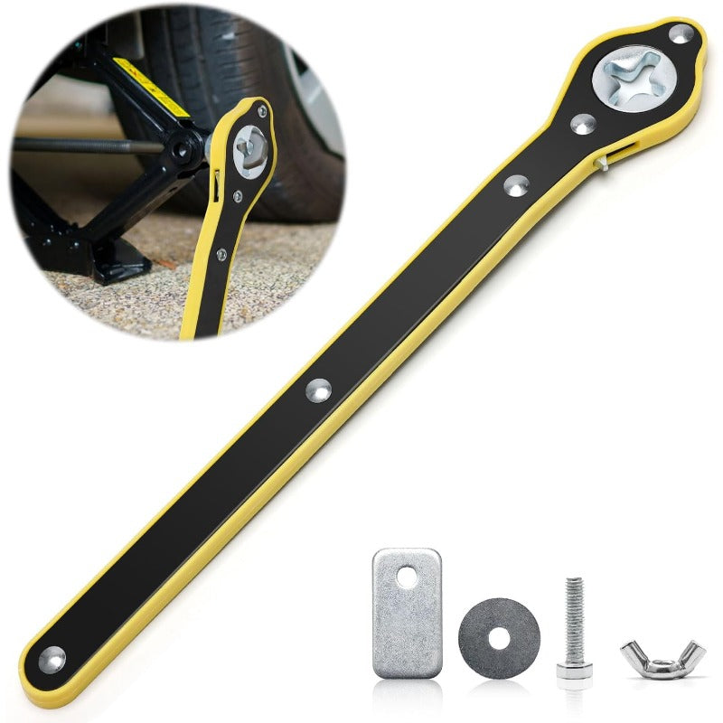 Didelio galingumo žirklinis reketinis raktas - 360° besisukantis padangų domkratas su kryžminiu adapteriu-LT