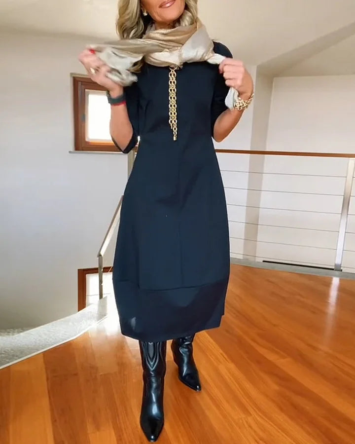 ✨Vestido de manga larga con escote redondo-ES