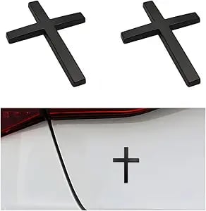 3D kovinska nalepka za avto s križem-SI