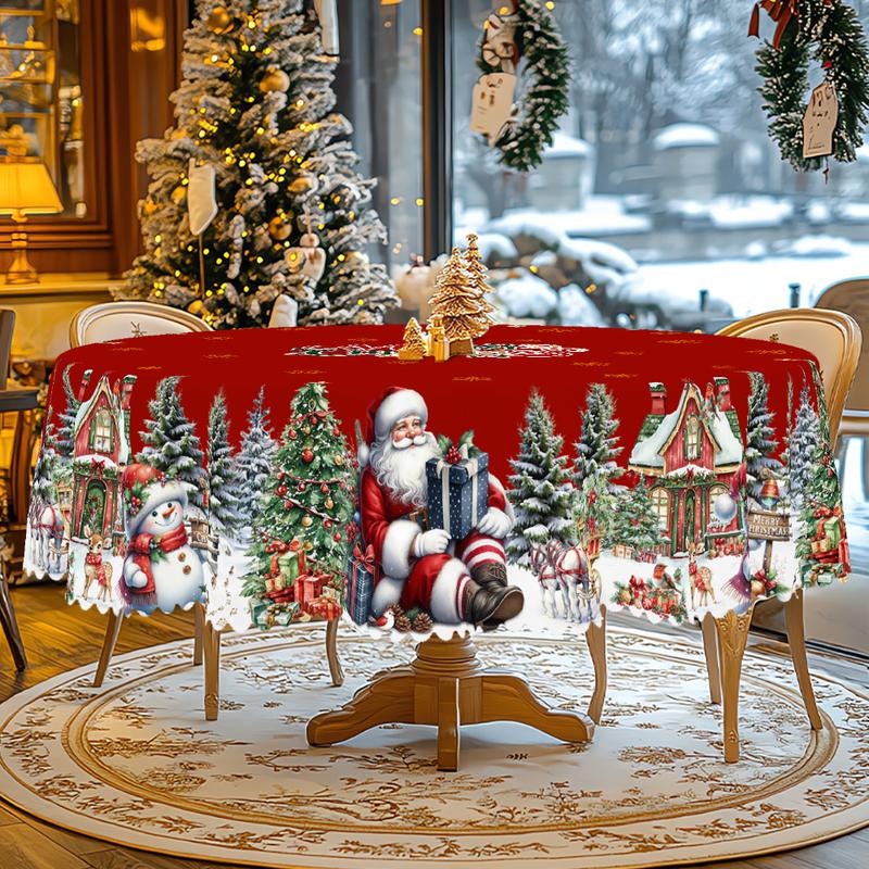 Mantel navideño de primera calidad: un encantador diseño de Papá Noel y renos para disfrutar de momentos alegres en familia.-ES