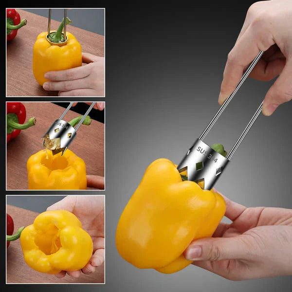 【✨Compra uno, llévate otro gratis】🍅Descorazonador universal de frutas y verduras de acero inoxidable-ES