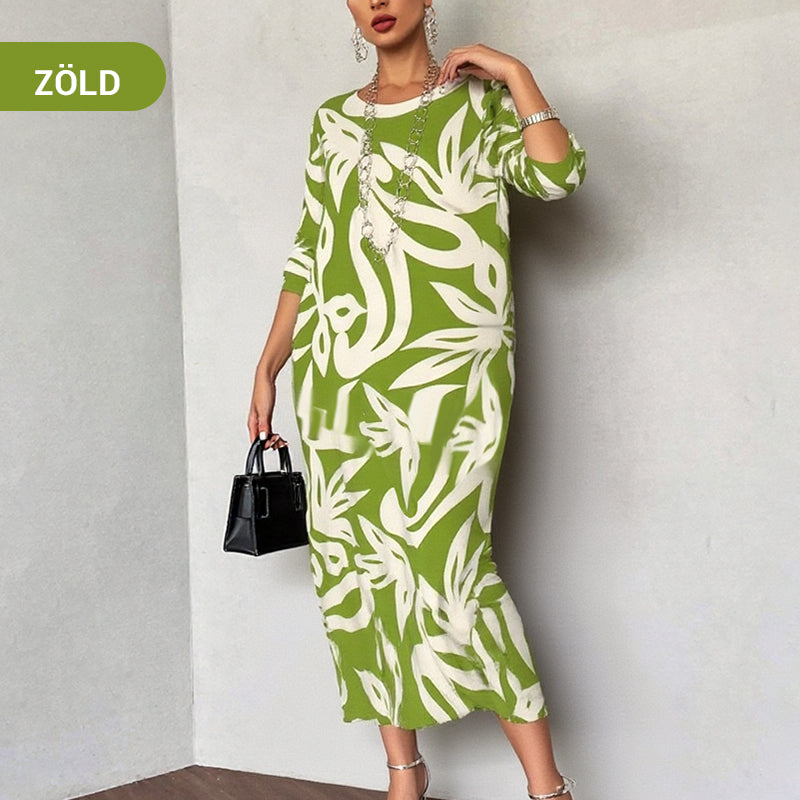 🌼Vestido de mujer elegante, suelto, de cuello redondo y estampado.-ES