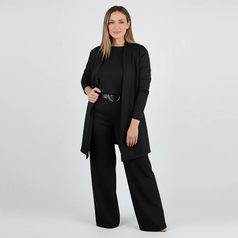 ⏳Specialus riboto laiko pasiūlymas⏰Elegantiškas trijų dalių komplektas, kurį sudaro ilgas megztinis, palaidinė ir kelnės💞-LT
