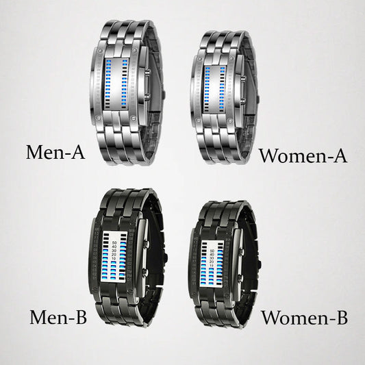 ⌚ ΤΩΡΑ 50% ΕΚΠΤΩΣΗ! 🤓 Ρολόι Cyberpunk Binary LED – «Μόνο οι Geeks το καταλαβαίνουν» – Φουτουριστικό, Μοναδικό και Εντυπωσιακό με Μπλε Οθόνη LED 💙-GR