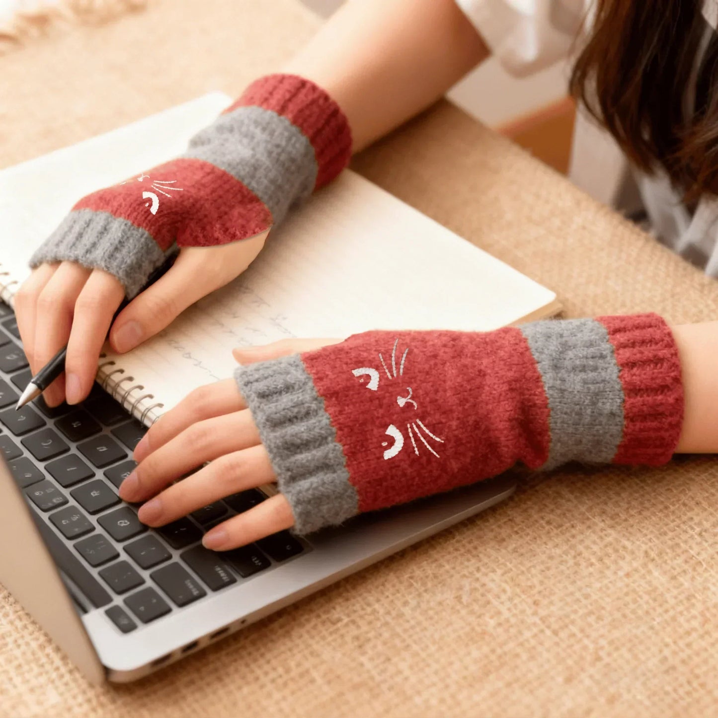 🐱 Lindos guantes de gato tejidos para mujer🧤🧶-ES