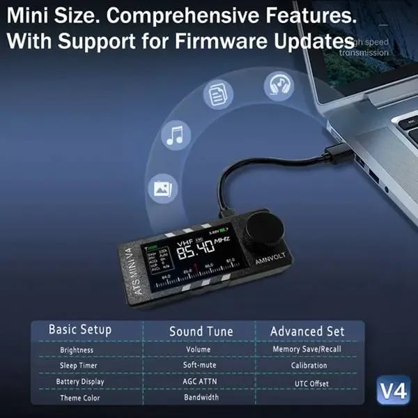📻Αναβαθμισμένος δέκτης ραδιοφώνου ATS Mini V4 Si4732 All Band DSP-GR