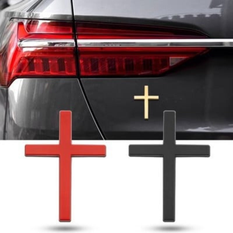3D kovinska nalepka za avto s križem-SI