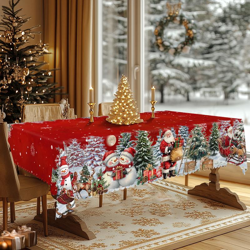 Mantel navideño de primera calidad: un encantador diseño de Papá Noel y renos para disfrutar de momentos alegres en familia.-ES