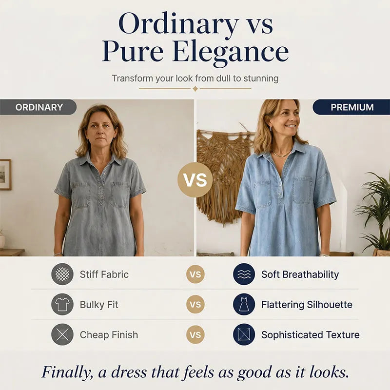 👗 ZDAJ 60 % POPUSTA! 👖 Sproščena jeans midi srajčna obleka z žepi – Mehek jeans in sproščen kroj – Funkcionalni žepi, popolna za vsakdanjo uporabo – udobna in vsestranska ✨🌸-SI
